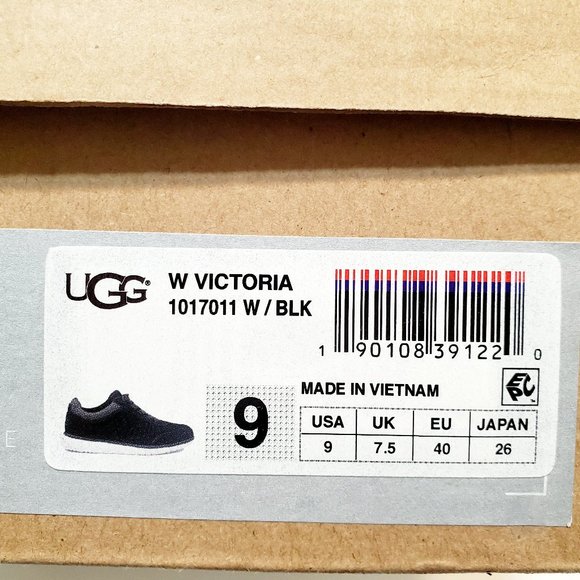 UGG W Victoria Perforated Suede Sneakers Black Sz 9 NWB - Picture 11 of 12